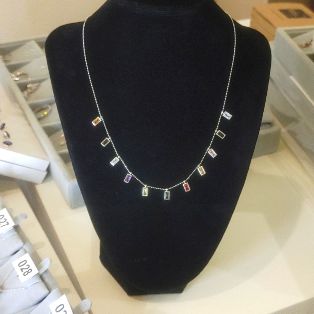 925 Sterling Silver Multi Small Rhombus Necklace
